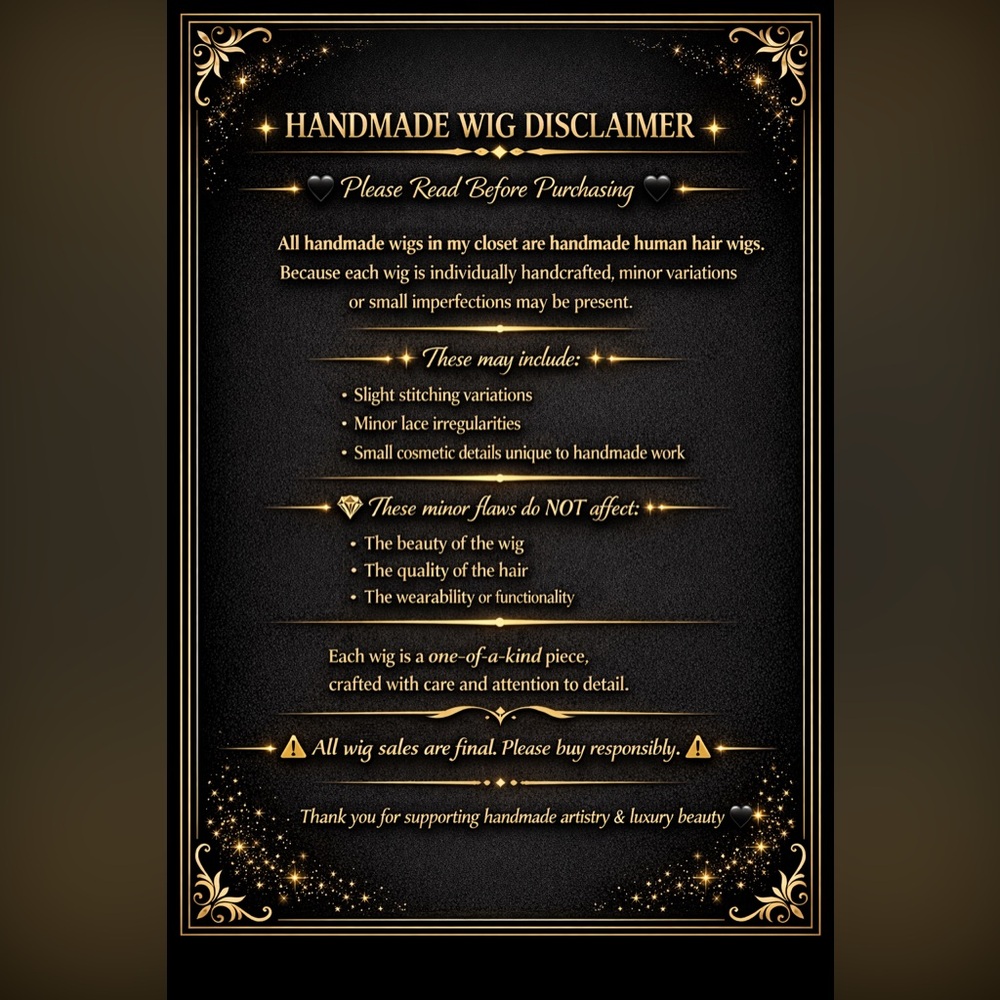 Handmade Wig Disclaimer